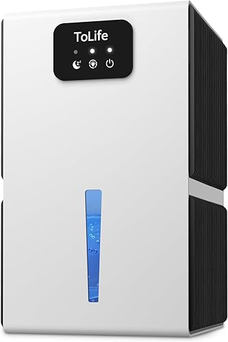 ToLife Deshumidificadores para el hogar, tanque de agua de 95 onzas con apagado automático, modo de sueño de 1000 pies cuadrados, deshumidificador