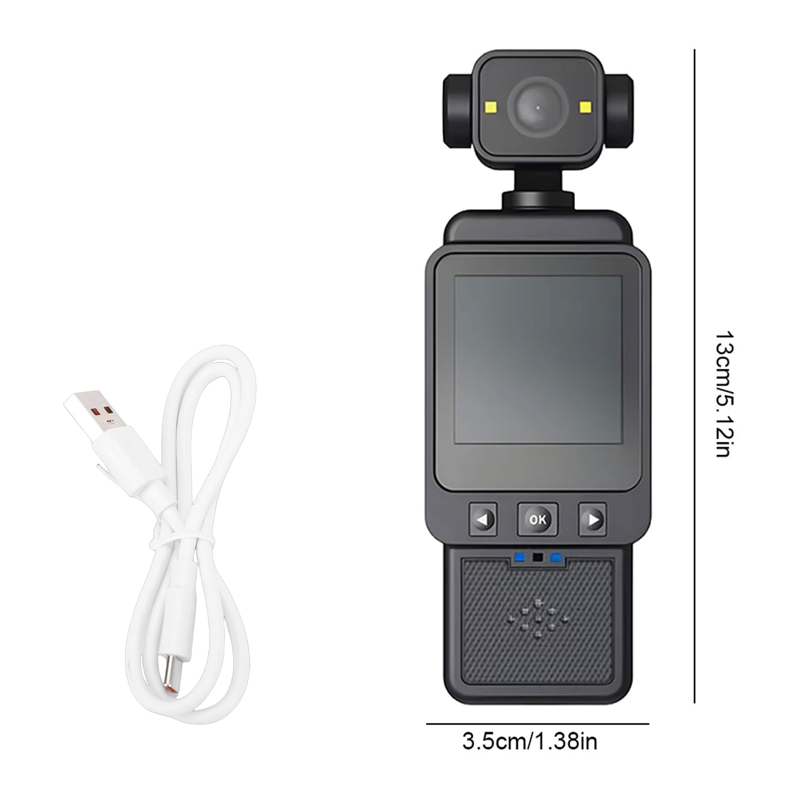 Lazmin112 Telecamera Indossabile Con Registrazione Audio E Video, Telecamera Per Vlogging 1080P Con Schermo TFT Da 1,54 Pollici, Obiettivo Con Rotazione A 360°