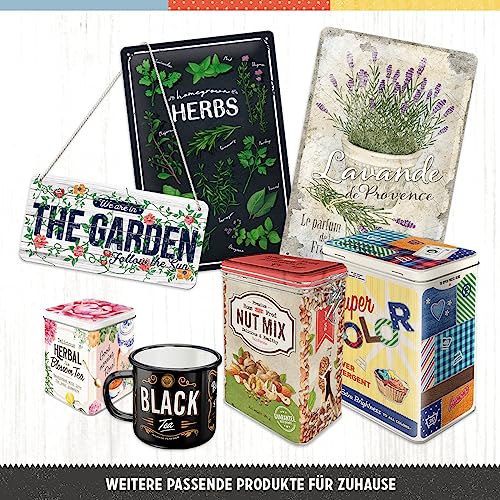 Nostalgic-Art Retro Vorratsdose Flach, 2,5 l, Pins & Needles Sewing Box – Geschenk-Idee für Dein Zuhause, Blech-Dose mit Deckel, Vintage Design, zur Nähen-Aufbewahrung, Nähen-Deko