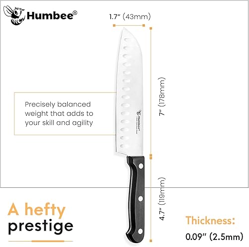 Miniatura 5 de Cuchillo Santoku de acero inoxidable de 7.5 pulgadas, cuchillo de chef japonés ultra afilado, cuchillo de cocina de agarre cómodo