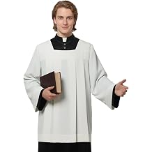 Catholic Premium Clergy Cassock White Pleated Surplice Church Robes for Men Church Vestment