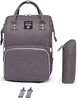 Mochila Lequeen Maternidade Star Moderna Bebês Cinza Claro