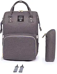 Mochila Lequeen Maternidade Star Moderna Bebês Cinza Claro