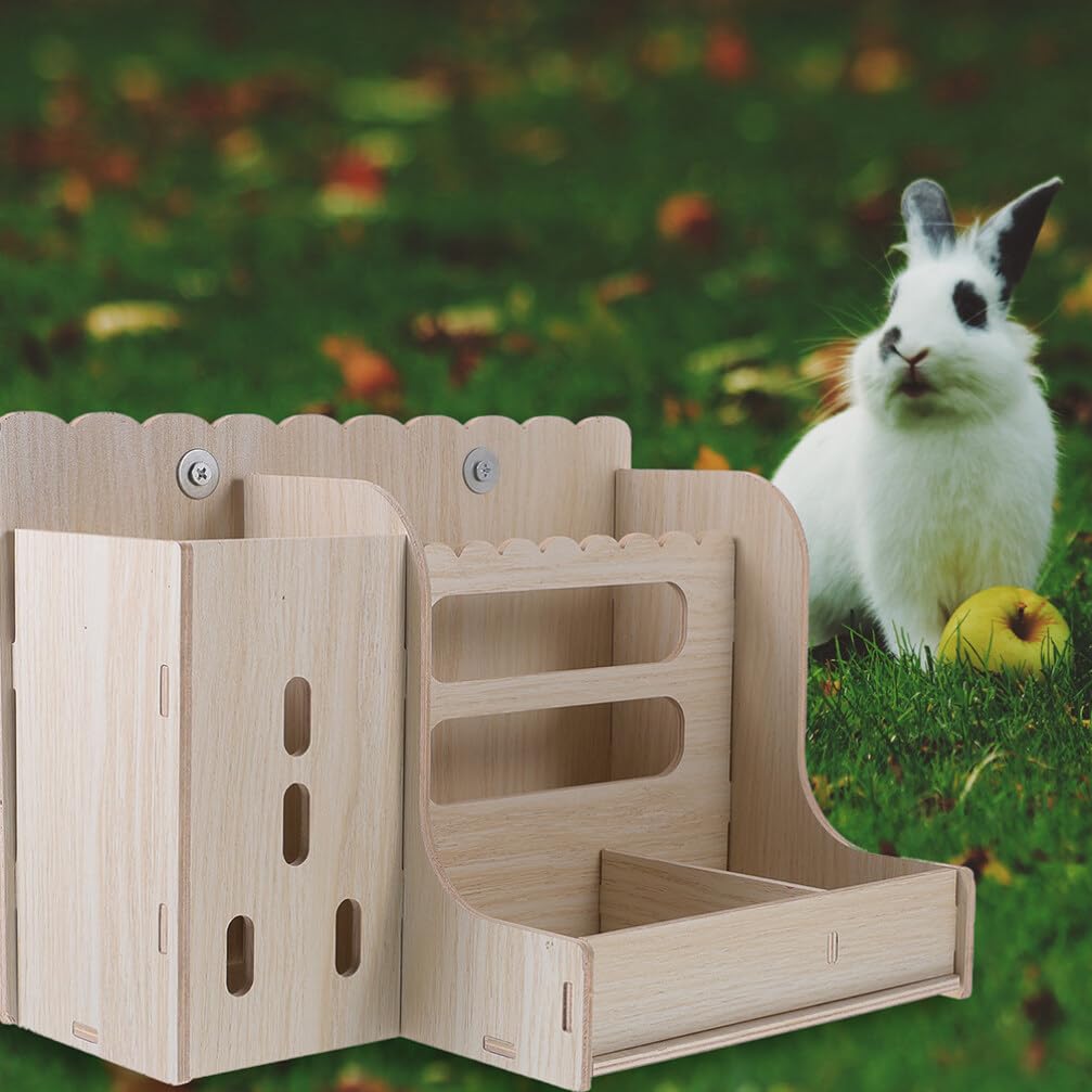 Housoutil Mangiatoia Per Conigli in Legno Resistente All Usura Supporto Da Pavimento Comodo Per Uso Quotidiano Mangiatoia Multifunzione Per Gabbie