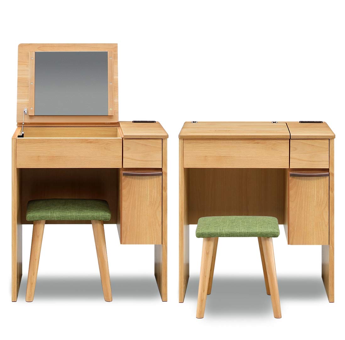 【送料込み】デスク&ドレッサー★化粧鏡★ナチュラル Amazon｜アルダー材 ドレッサー デスク 鏡台 化粧デスク メイク