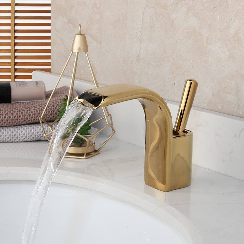 Robinet de salle de bain plaqué or mitigeur lavabo en laiton