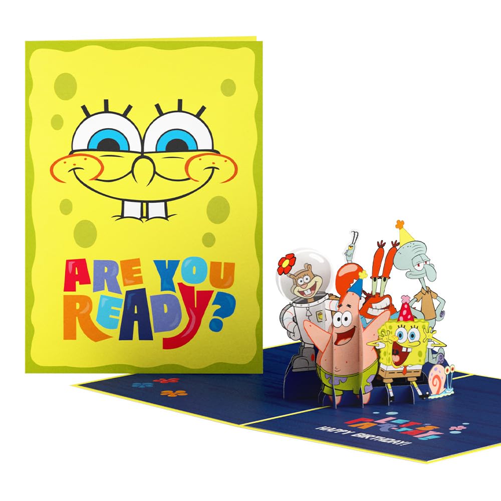 Lovepop Spongebob Squarepants Birthday Pop-Up Card for Her and Him - 3D Greeting Cards for Boys, Girls, Men, Women - 5" x 7" Card - Blank Notecard &