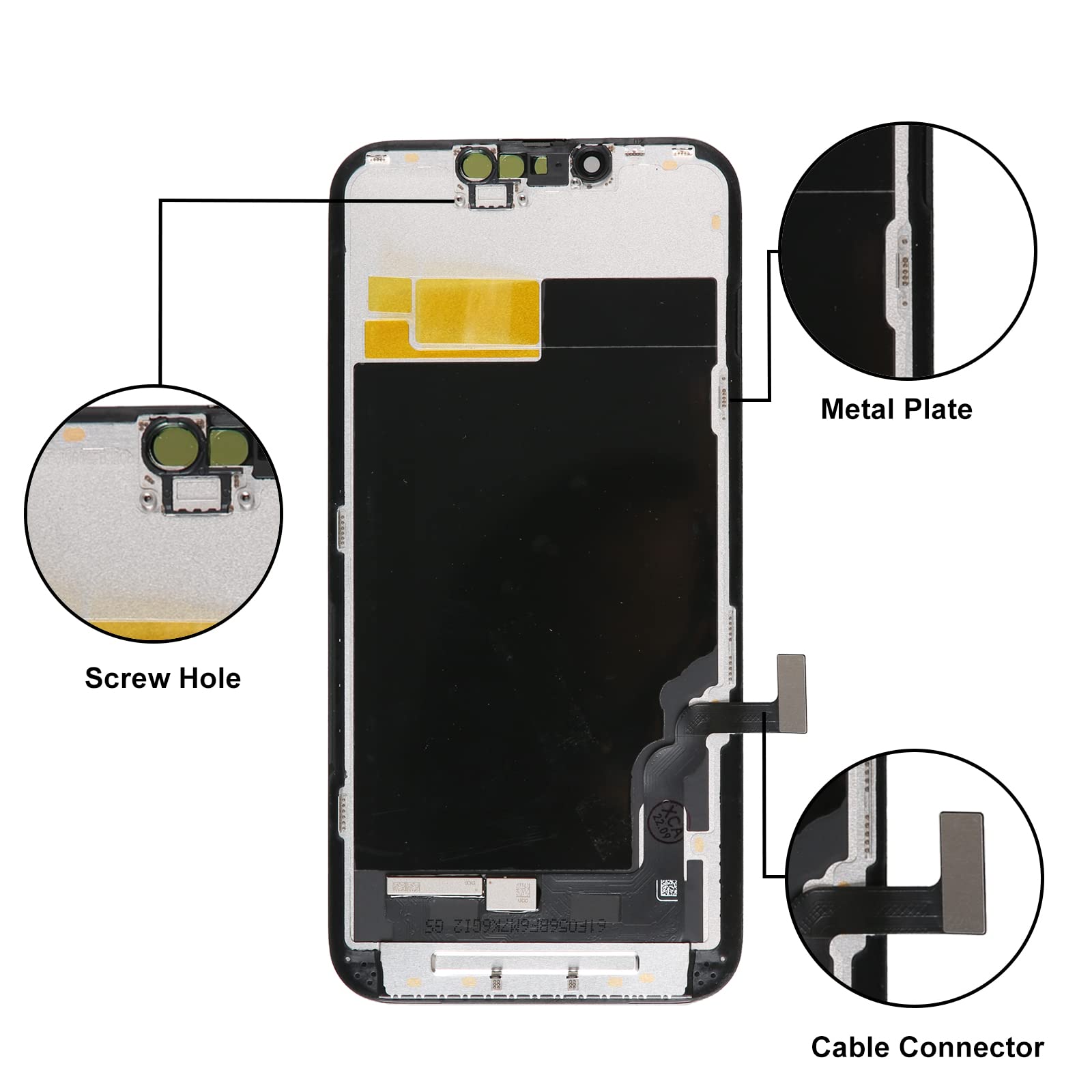 LL TRADER - Schermo LCD per iPhone 13 da 6,1", schermo di ricambio FHD, touch screen 3D, digitizer, cornice di montaggio e kit di riparazione U01