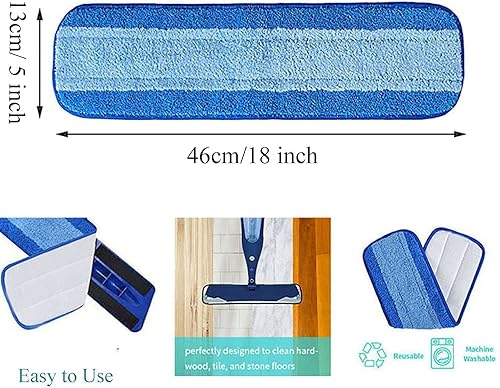 Miniatura 2 de Paquete de 5 almohadillas de microfibra para trapeador, repuesto para mopa Bona, almohadillas lavables y reutilizables, color azul