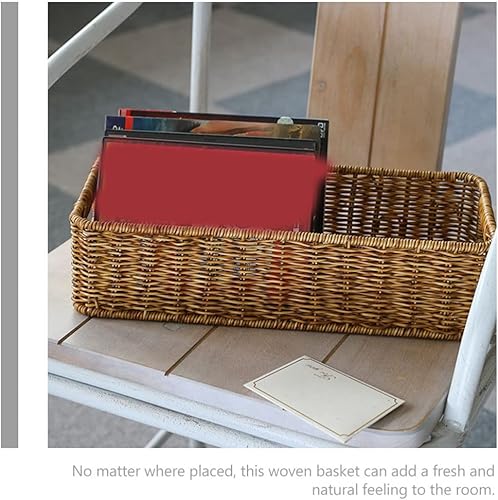 Miniatura 7 de Cabilock Bandeja de ratán para cubiertos de cocina organizador de cajones cesta de frutas de mimbre cesta de servir cubertería bandeja organizadora