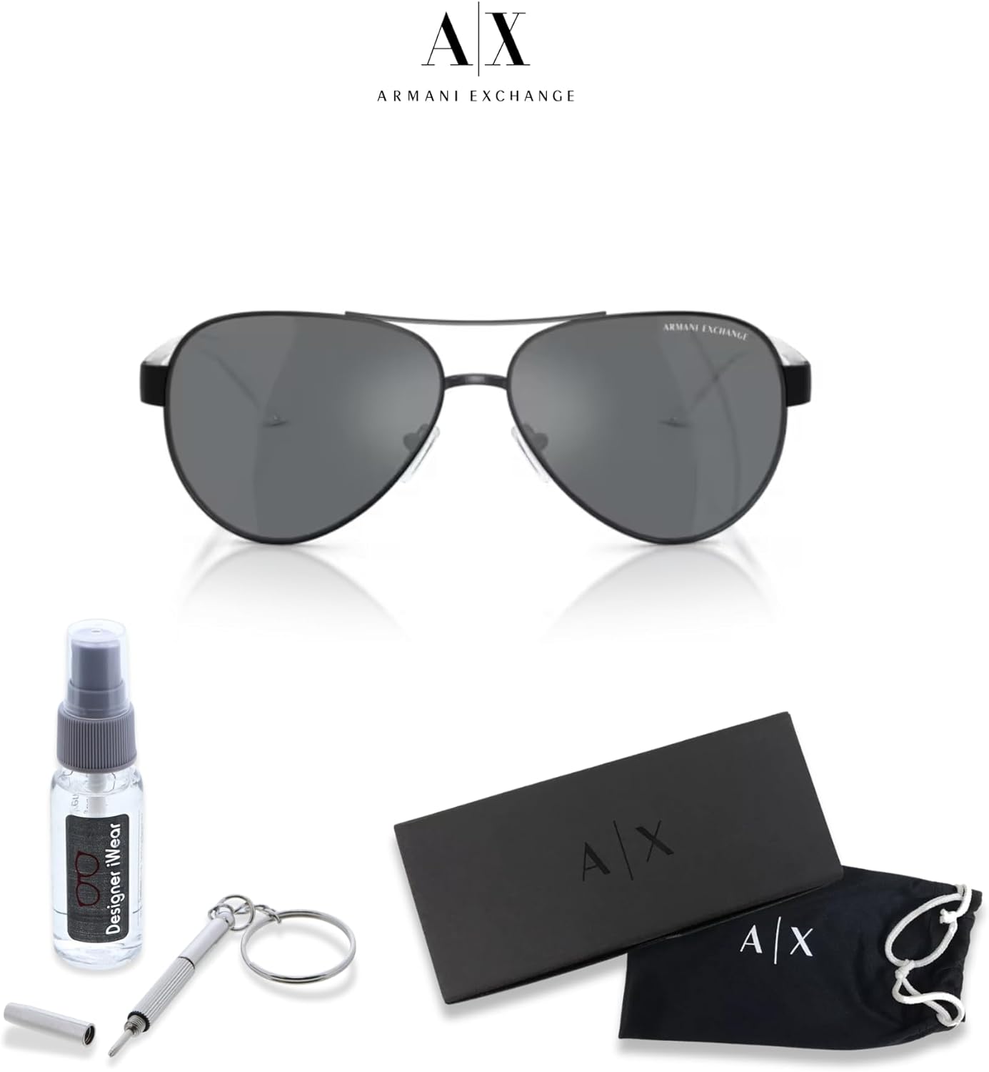 Armani Exchange AX2034S Aviator Sunglasses for Men +BUNDLE with ACCESSORY EYEWEAR KIT - Image 2