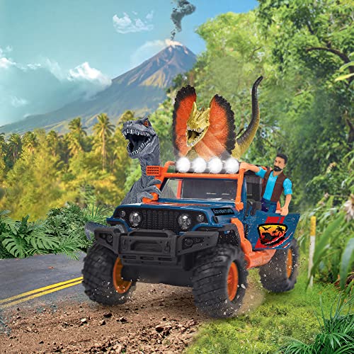 Dickie Toys - Dino Commander (40 cm) - Spielzeug-Auto „Jeepster Commander inkl. Anhänger mit Figur Plus 2 Dinosaurier - Spielzeug für Kinder ab 3 Jahren, Mehrfarbig, 203837024