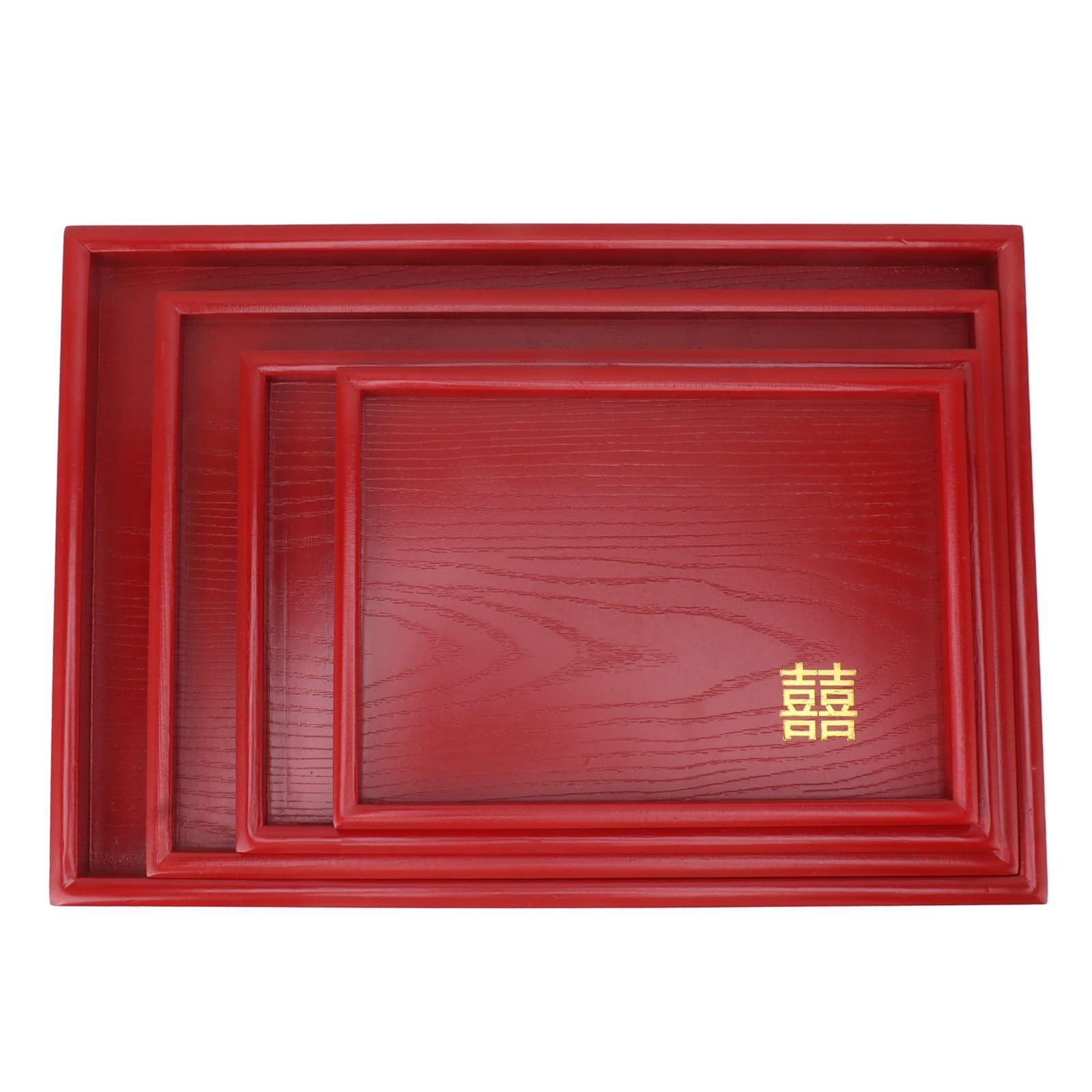 Bandeja de Servicio de Madera roja de Estilo Chino, Bandeja para té y Aperitivos de Boda, Bandeja Artesanal para Dulces de Fruta de Fraxinus mandshurica con Bordes elevados para (Cuadrada)