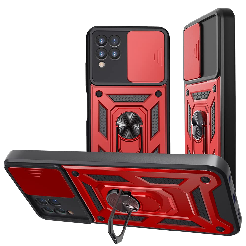 Tading for Revvl 6 Pro 5g Case with Ring Holder Kickstand, Military Grade Shockproof Slim Armor Protective Phone Cover with Magnetic Car Mount for T-Mobile Revvl 6 Pro - Red
