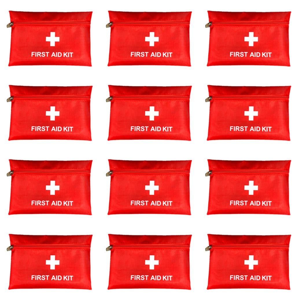 PAXLambRed First Aid Bag Empty First Aid Kit Empty Waterproof First Aid Pouch Small Mini for First Aid Kits Pack Emergency Hiking Backpacking Camping Travel Car Cycling (Red, 7.9x5.5" 12 Pack)