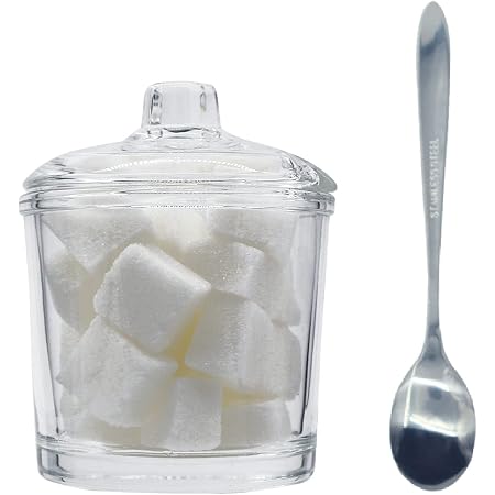 YOCZOX Zuccheriera in acciaio inox, piccola zuccheriera con coperchio di apertura obliqua in