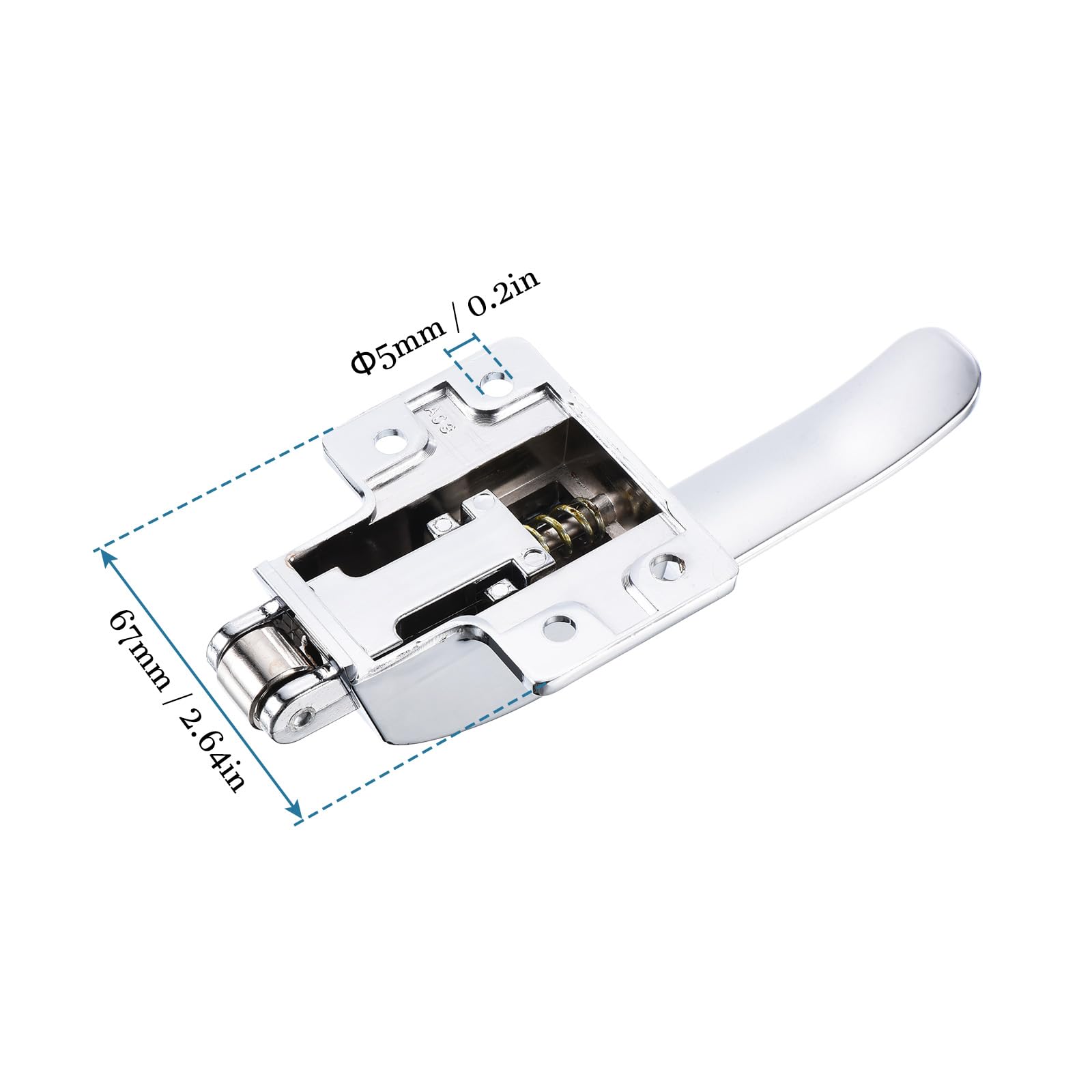 QUARKZMAN pouces Longueur Congélateur Porte Loquet Poignée x 1PCS Métal Réglable Ressort Chargé Poignée Levier pour Maison Bureau Porte[Argenté]
