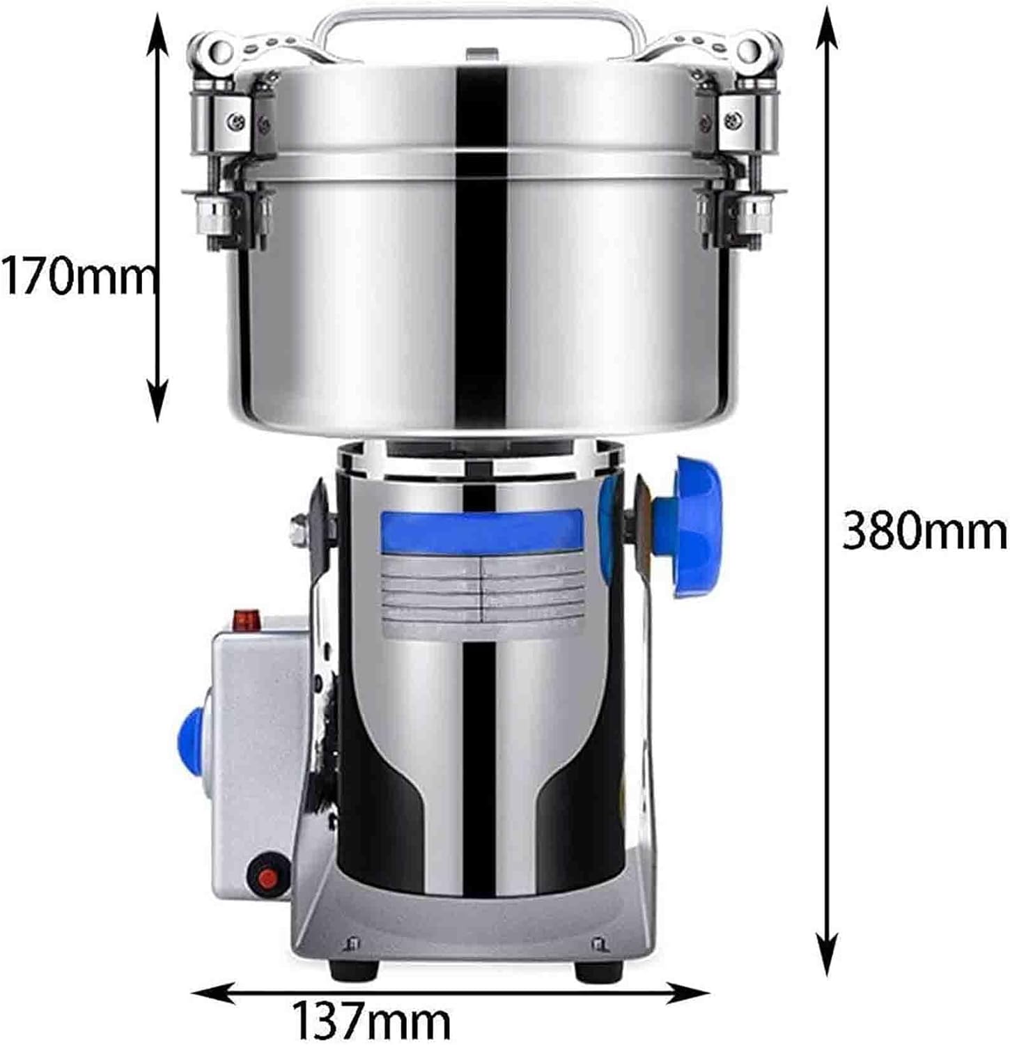 Grain Grinder Mill, 2500g Stainless Steel Electric High-Speed, Family Powder Machine Commercial for Kitchen Herb Spice Pepper
