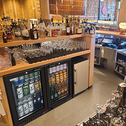 Cotlin Back Bar Cooler Commercial Counter Height Refrigerator With 2 Glass Door Led Lighting, 7.4Cu.ft Undercounter Beverage Refrigerator Cooler For Soda Beer Wine, 36” Wide, Etl Nsf Approved #TOP4