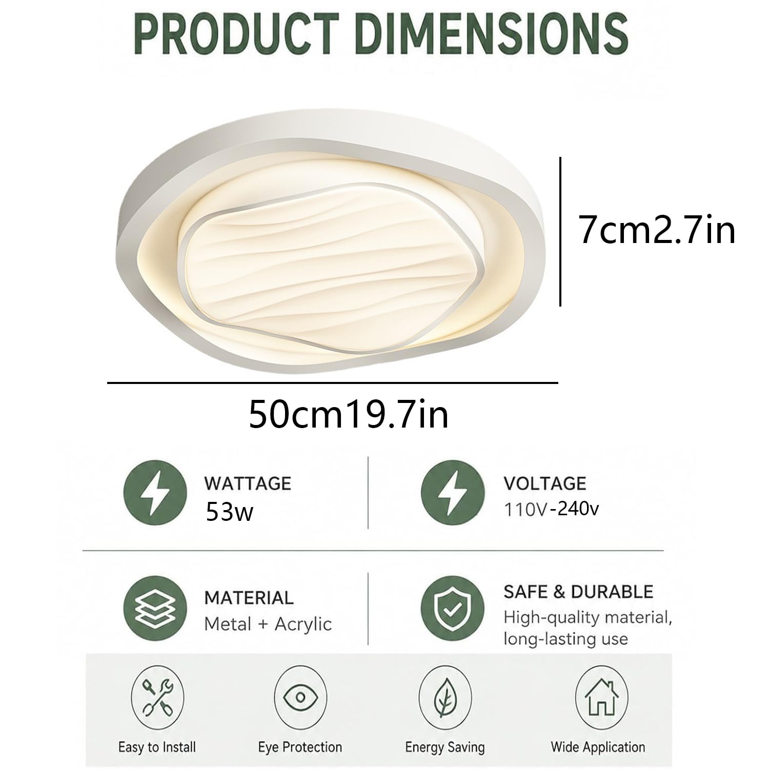 Lámpara Techo Metálica Estilo Crema Con Panel 3 Temperaturas Color