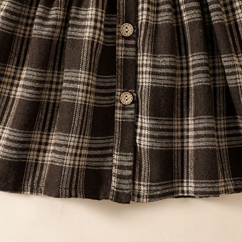 Viworld Baby Girl Clothes Toddler Girl Plaid Dress Long Sleeve Ruffle Casual Dresses Princess Fall Winter Outfits(Brown,2-3T) #TOP3