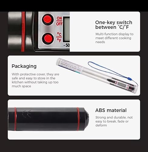 Miniatura 8 de Termómetro digital para carne – Lectura instantánea para asar a la parrilla, cocinar, alimentos, líquidos – Sonda de acero inoxidable negro