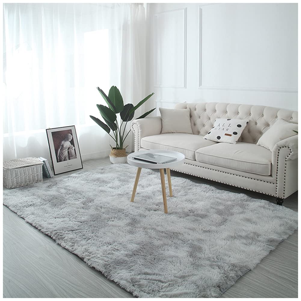 Grand tapis doux en fausse fourrure arc-en-ciel 40x60 cm pour habiller une chambre moderne