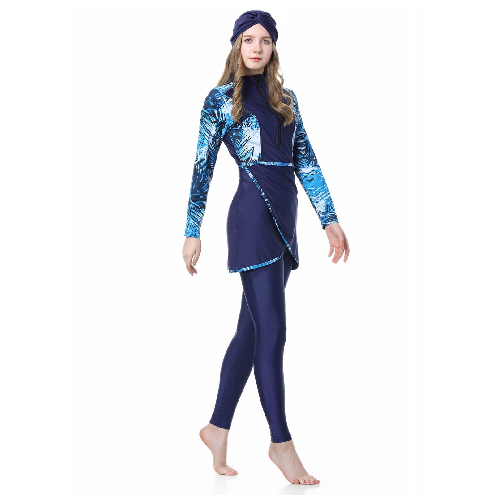Burkini Damen: Muslimische Badeanzug Sonnenschutz Push Up Große Größe Badeanzüge Schwimmanzug Shape Bauchweg Swimwear Swim Suit Slim Fit Bademode Badebekleidung