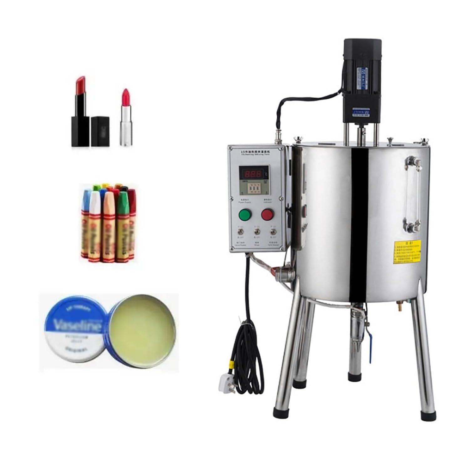 Máquina de llenado de mezcla de calefacción de 15 L, relleno líquido de pasta eléctrica de acero inoxidable, temperatura de 90-150 °C, boquilla de 8 mm, para lápiz labial, esmalte de zapatos