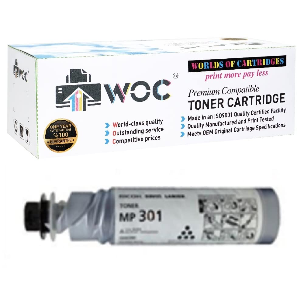 WORLDS OF CARTRIDGES WOC Compatible Toner Cartridge Replacement for Ricoh 841714/841767 / Type MP301 (Black) for Use in MP 301 / Gestetner MP 301 /
