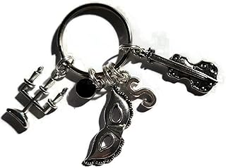 Personalised PHANTOM musical themed silver charm keyring OR bag clip add initial & birthstone gift, love the musicals mask opera keychain birthday Xmas present