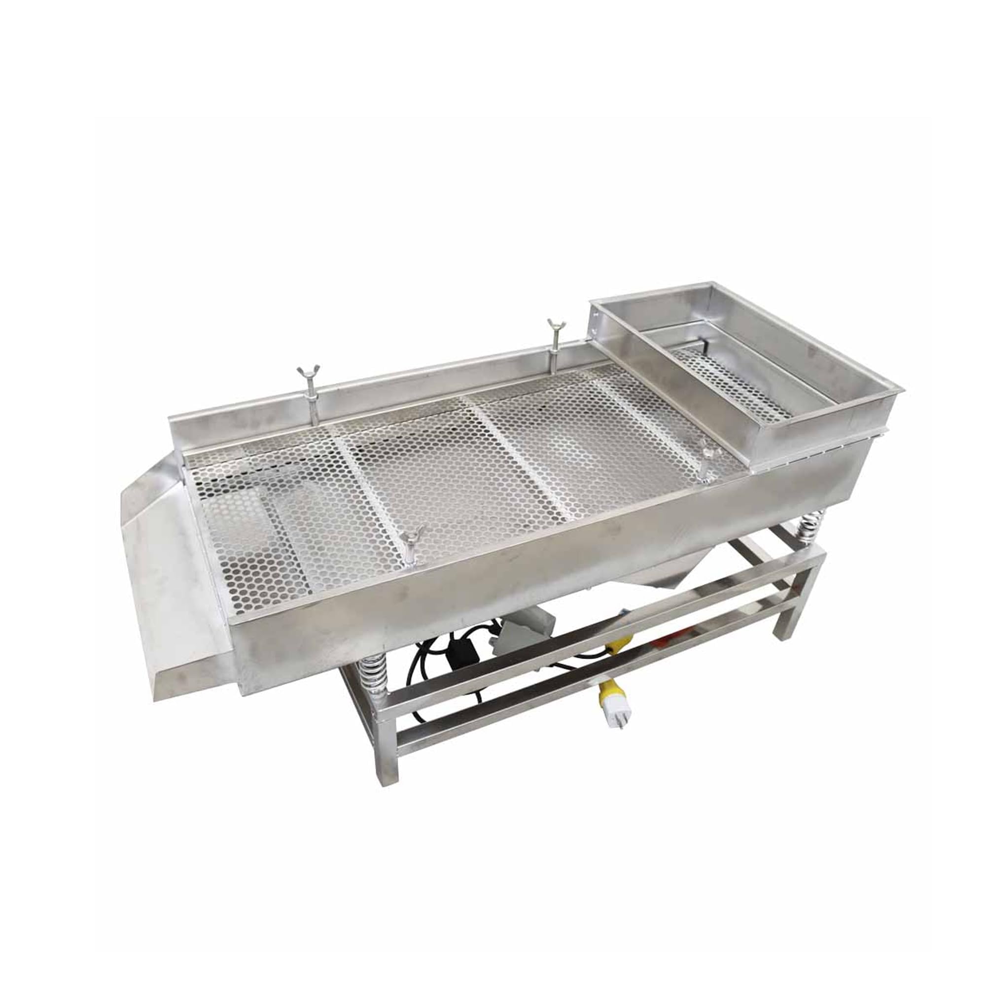 LGXEnzhuo JG40-95 Linear Vibrating Screen Screening Automatic Sifter with 2mm Mesh Screen Dual Motor 80W*2 Stainless Steel