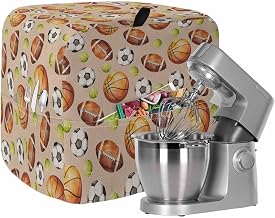 Brown Basketball Football Stand Mixer Dust Cover with Storage Pocket & Handles, Modern Art Ball Rustic Fits All Tilt Head & Bowl Lift Kitchen Appliance Cover Organizer Bag Accessories, 4.5-5 Quart