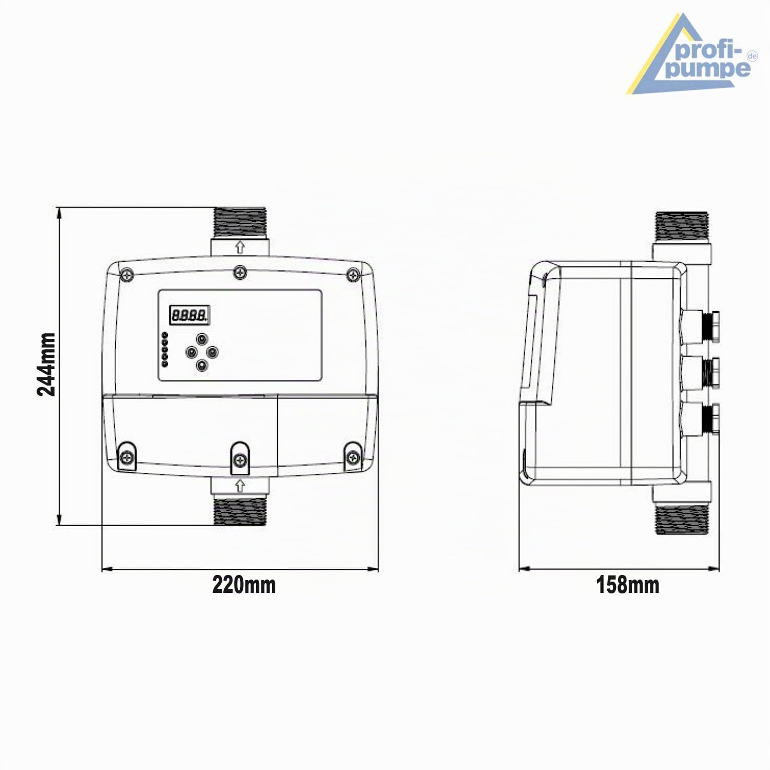 Profi-Pumpe® Inverter IPC-3-V | Variador de Frecuencia para Bombas de hasta 1,5kW (1.500W) | Control de Presión Constante y Ahorro de Energía | Para Bombas de Pozo y Superficie | Conexión 1,25" | IP54