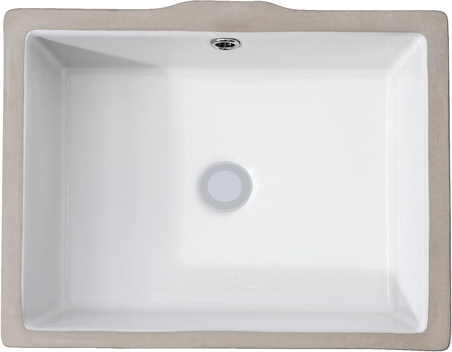 AMASHEN 17-Inch Undermount Bathroom Sink, White Ceramic Rectangular Vanity Sink with Overflow, Modern Under Counter Lavatory Basin for Bathroom Vanity, UB-06