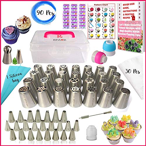 RFAQK- 90 PCs Russian piping tips set with storage case - Cake decorating