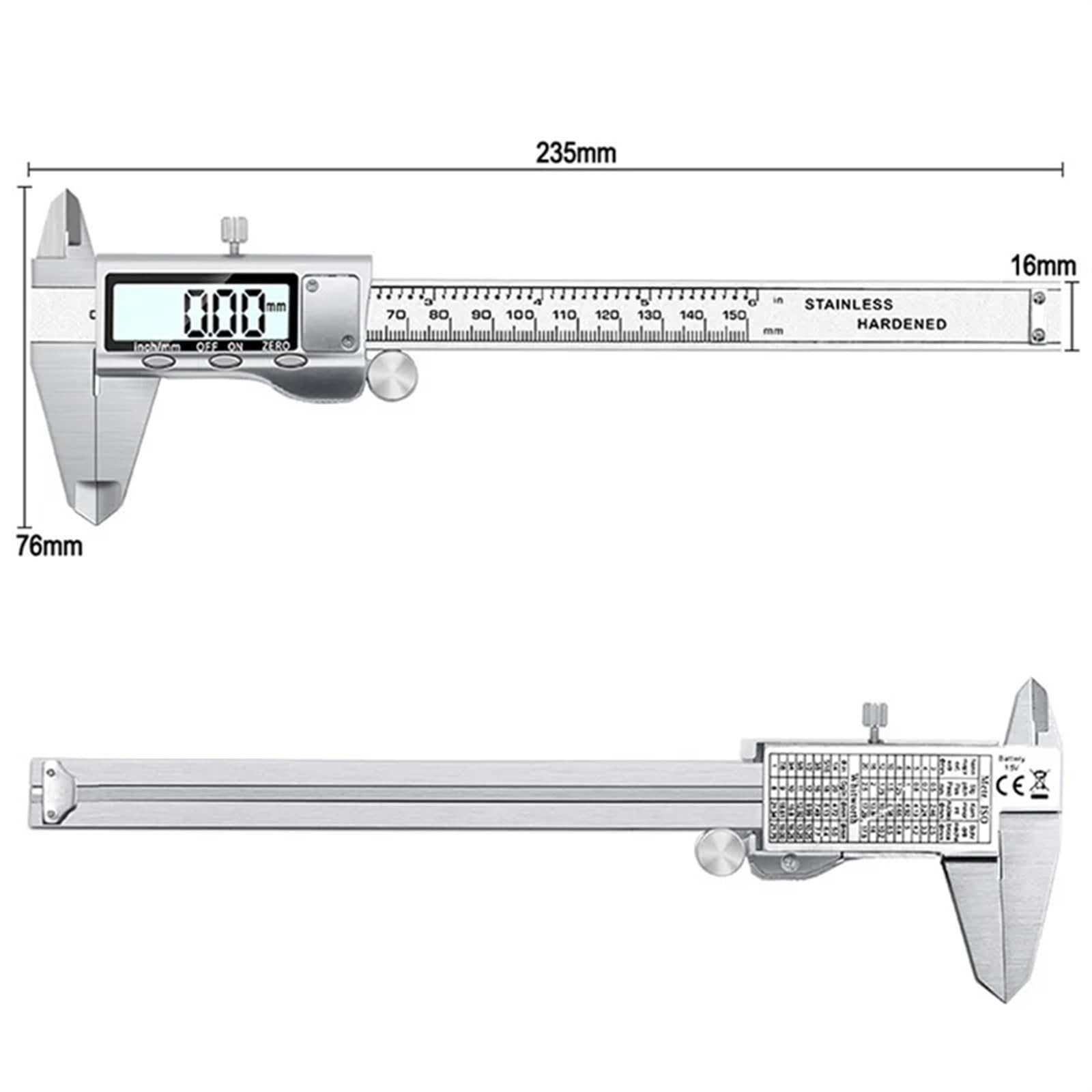 Pie de Rey Digital 0-150 mm/6" Carcasa de Metal Calibre Digital calibrador Vernier MICRÓMETRO
