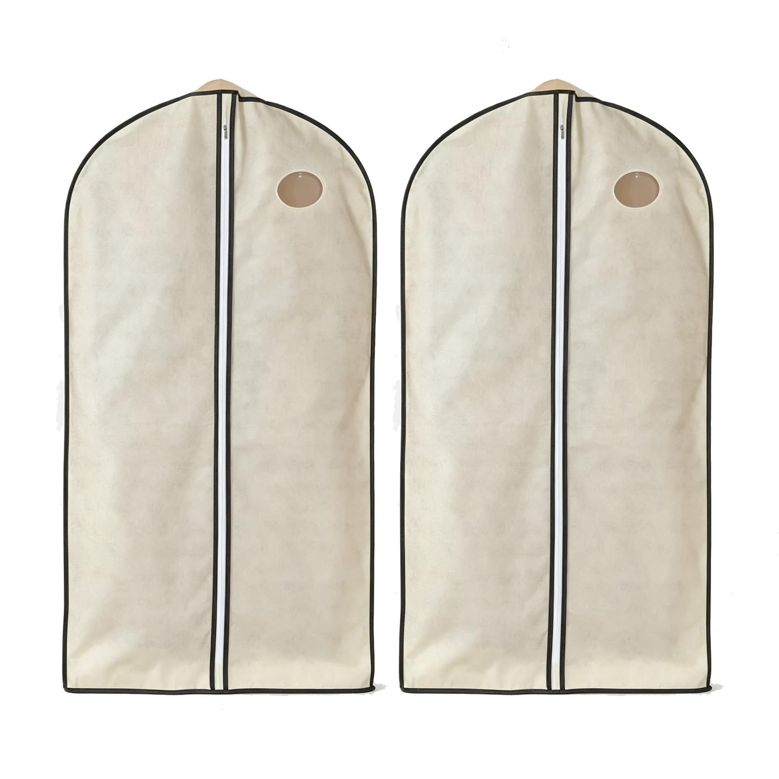 Fundas Ropa Porta Trajes, Vestidos Piel Resistente al Polvo y Transpirable | Tela Suave, a Prueba, con Cremallera Reforzada de Fácil Deslizamiento y Ventana Transparent(Beige,24in*48in/60cm*120cm)