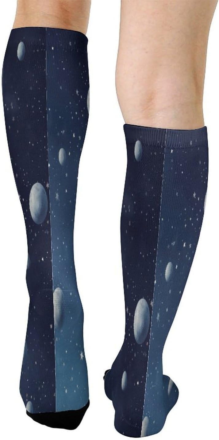 Rocket in Space Compression Sock Circulation Support Socks Lightweight Knee High Tube Sock Over-The-Calf Sock for Adult