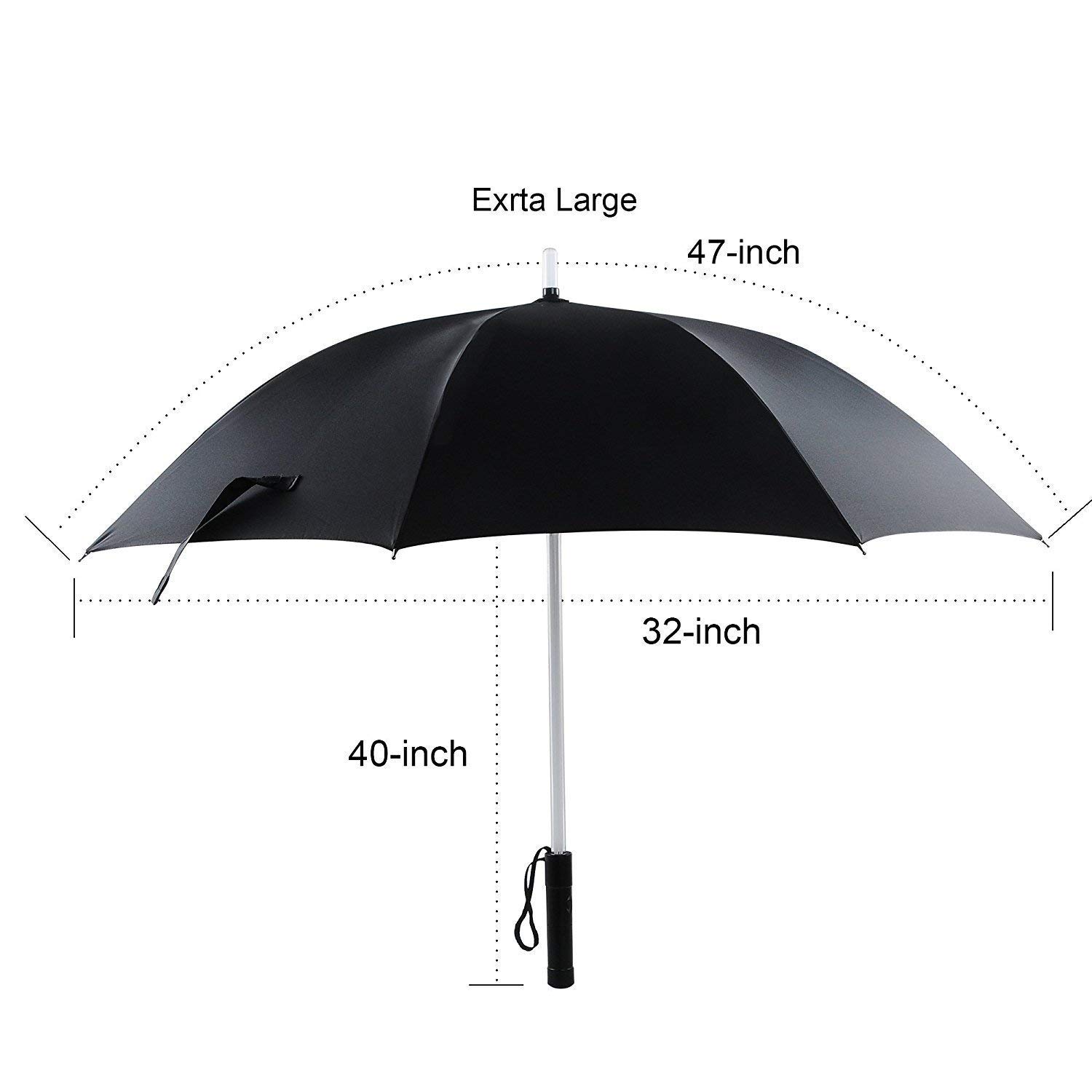 NEO+ Parasol z latarką LED, miecz świetlny, podświetlany czarny parasol z 7 kolorami