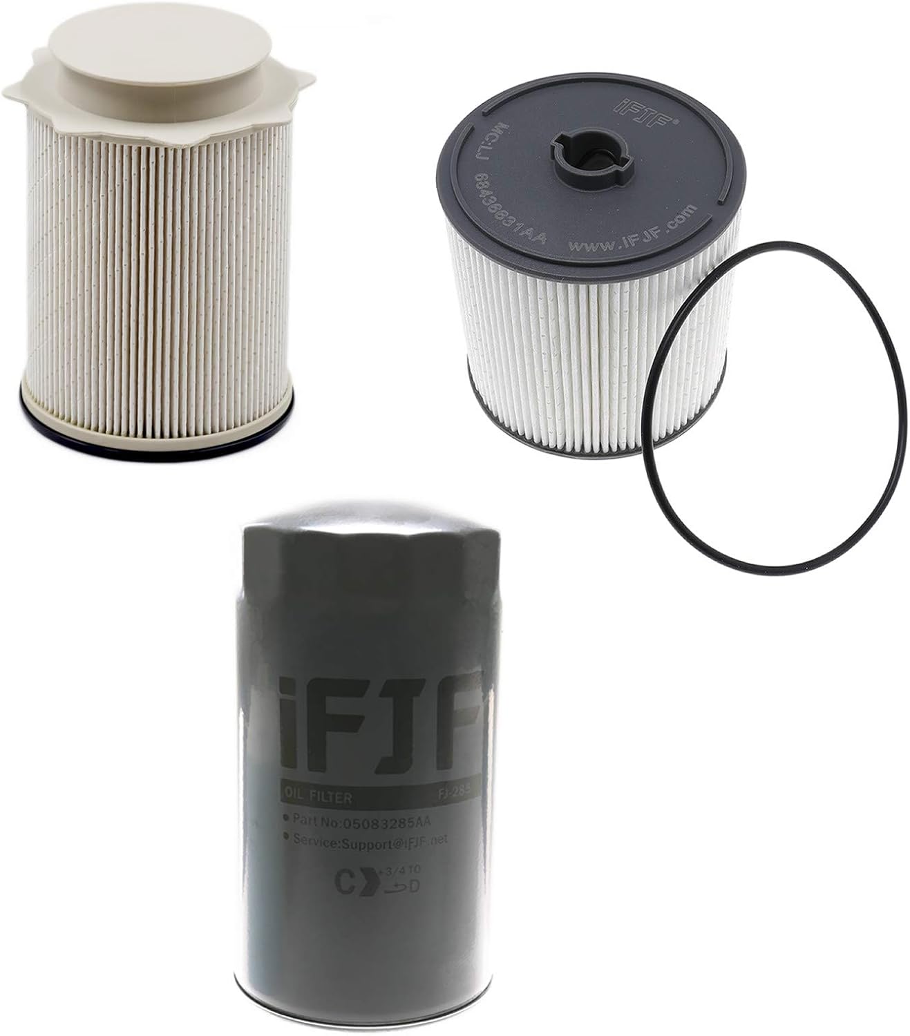 iFJF 68436631AA and 68157291AA Fuel Filter and 5083285AA Oil Filter Replacement for 2019-2024 Ram 2500 3500 4500 5500 6.7L Diesel Engines Precision Element Allow Enough Fuel Replace FS53000