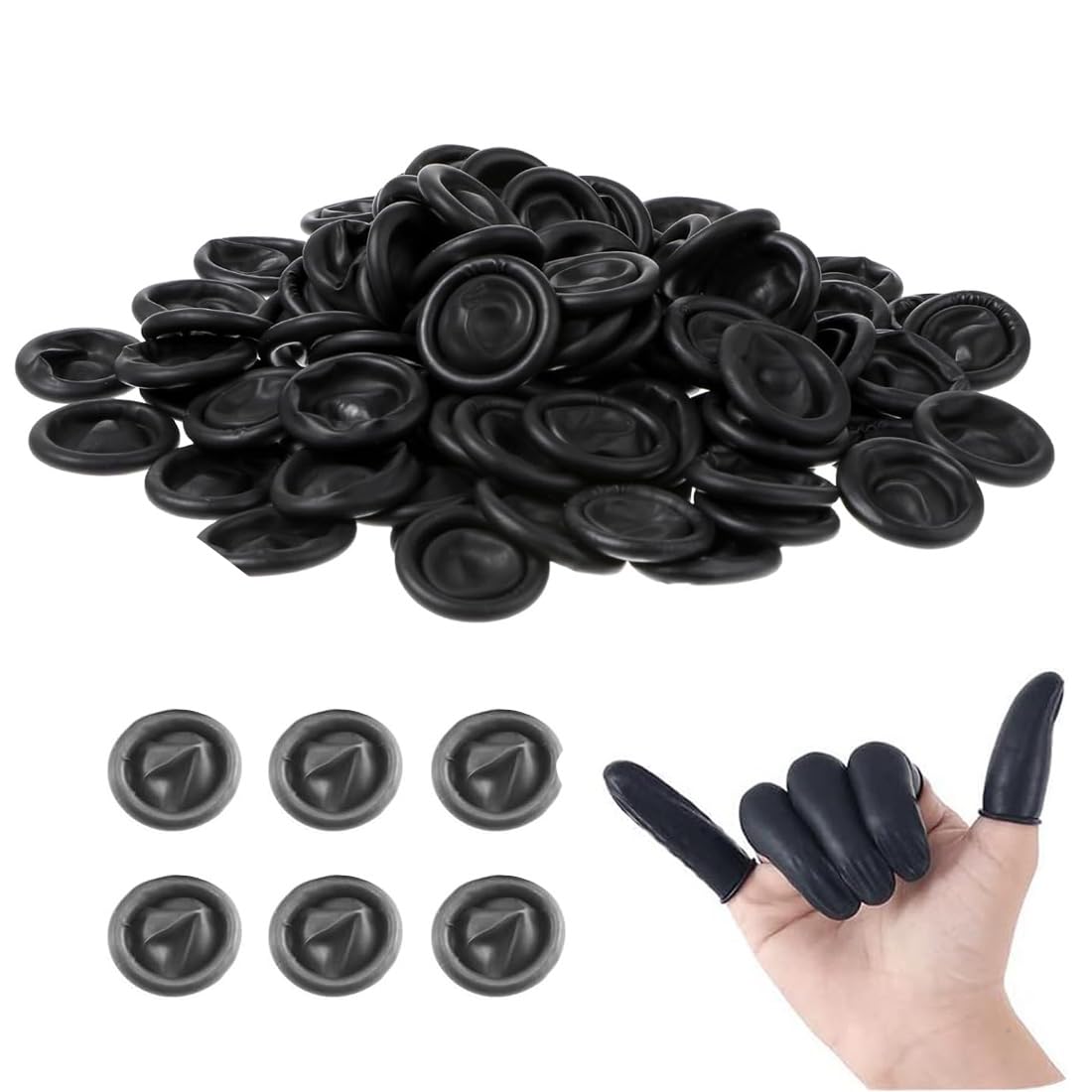 Doigtier silicone pour doigt,150 PCS Doigtiers en Latex, Caoutchouc Antistatique Protéger Les Couvre-Doigts Jetables de Protecteur de Bout des Doigts,Noir