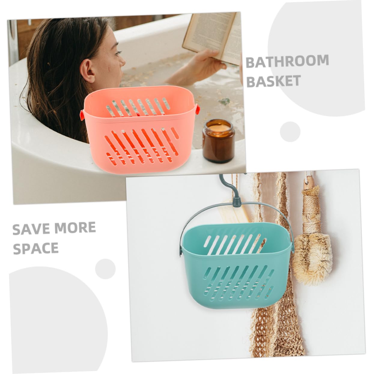 Zerodeko Cesta Colgante para Baño de Plástico Pp, 2 Piezas Gancho