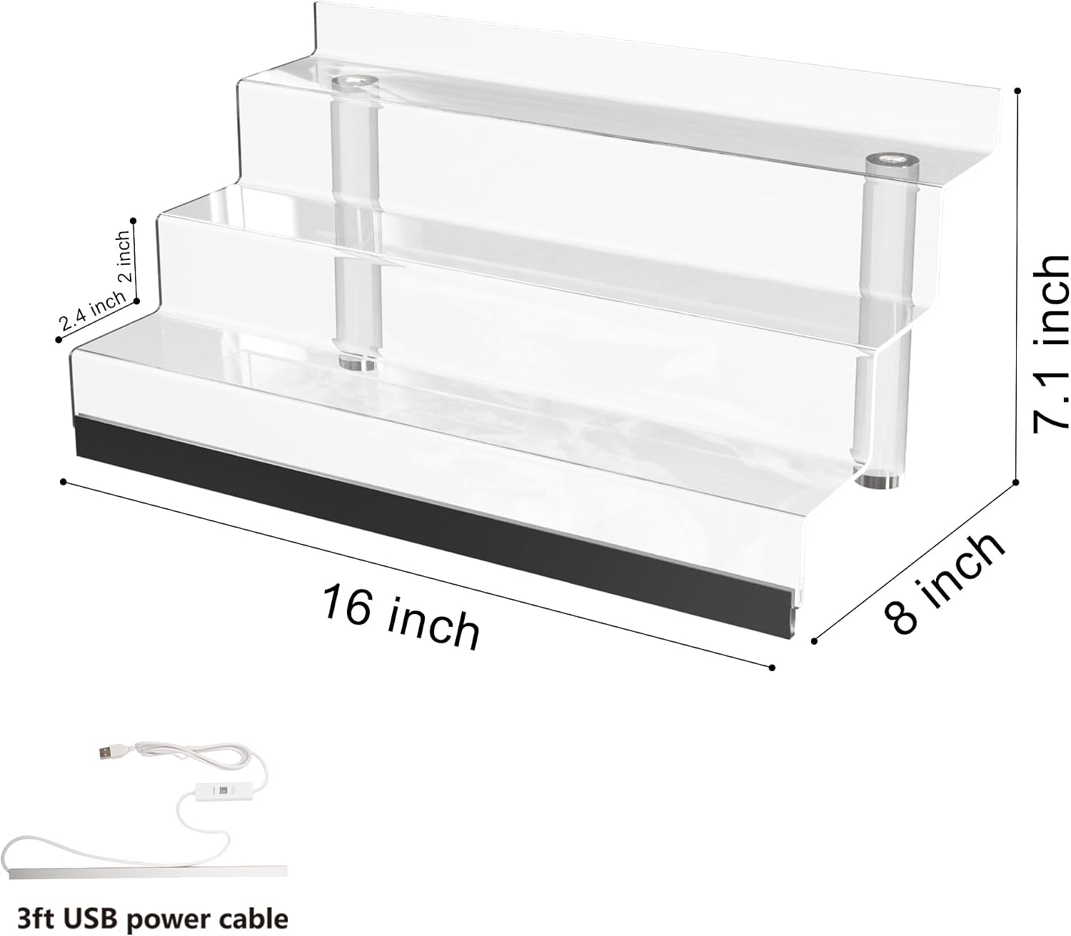 Golener 16" Acrylic Display Organizer with LED, Perfume Organizer for Women