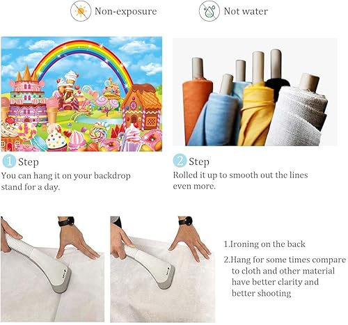 Miniatura 7 de Candyland - Telón de fondo de fiesta temática de dibujos animados de arco iris, piruleta, dulce dona, helado, fondo de fotografía para niños y