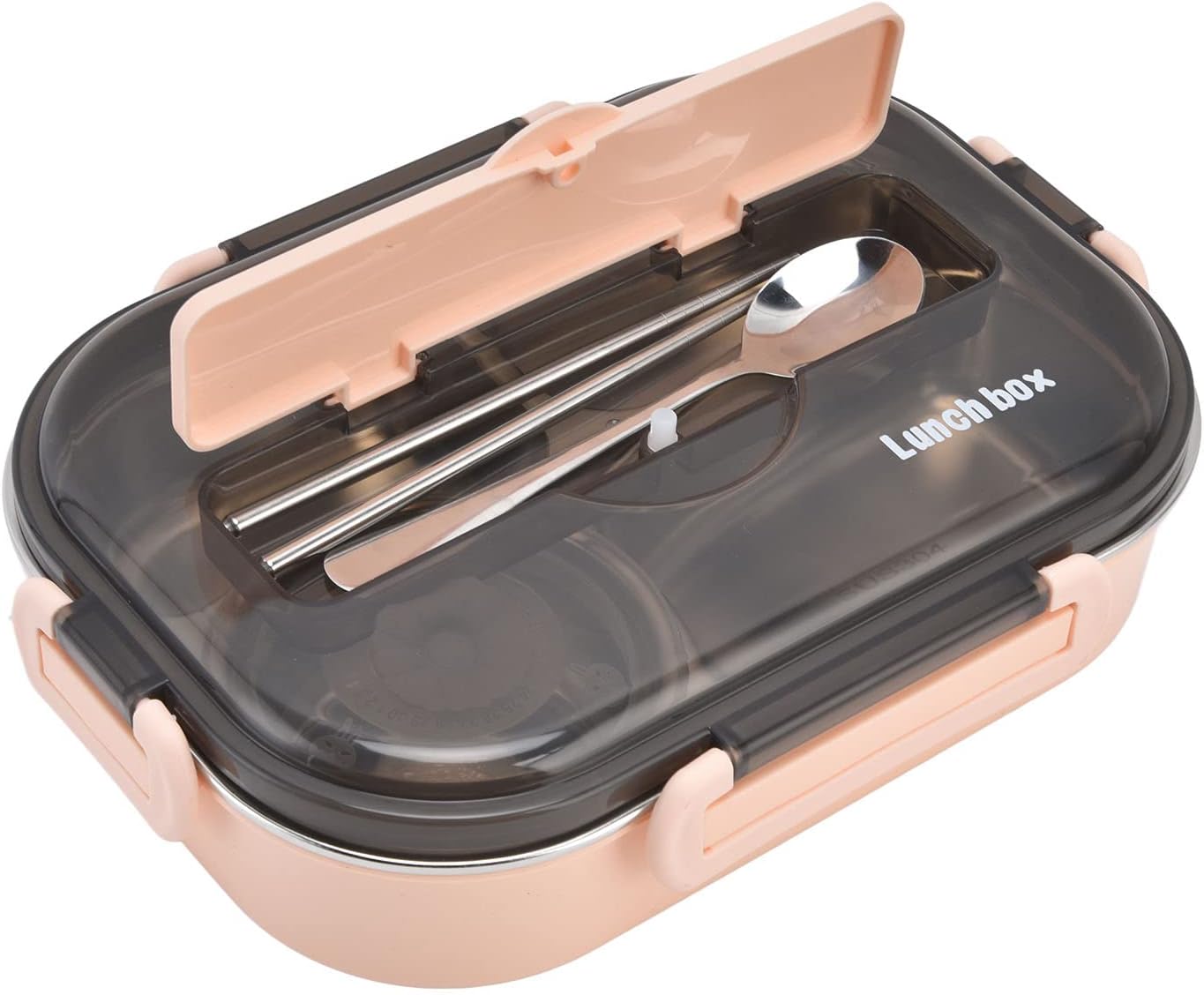 Portable 304 L Steel Lu Box 1.3L Four Compartment Box with Soup Bowl Chopsticks SpoonBlue For Home Use, Multifunctional Accessory (【 chopsticks and spoon】)