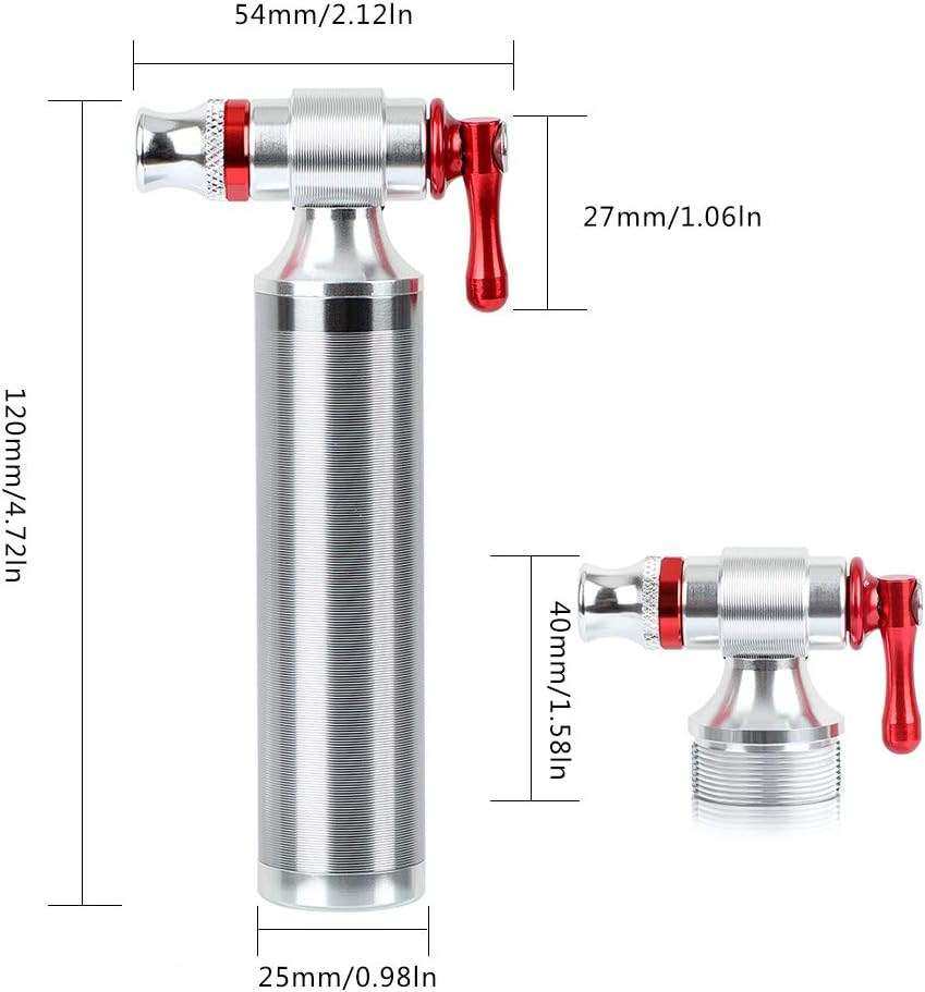 CO2 Inflator,CO2 Cartridges Bike Tire Bicycle CO2 Pump 2 in 1 Valve Head with Cartridge Storage Canister for Road MTB,Suitable for 12g 16g 20g 25g CO2 Cartridge Thread -No Cartridge Included - Image 5