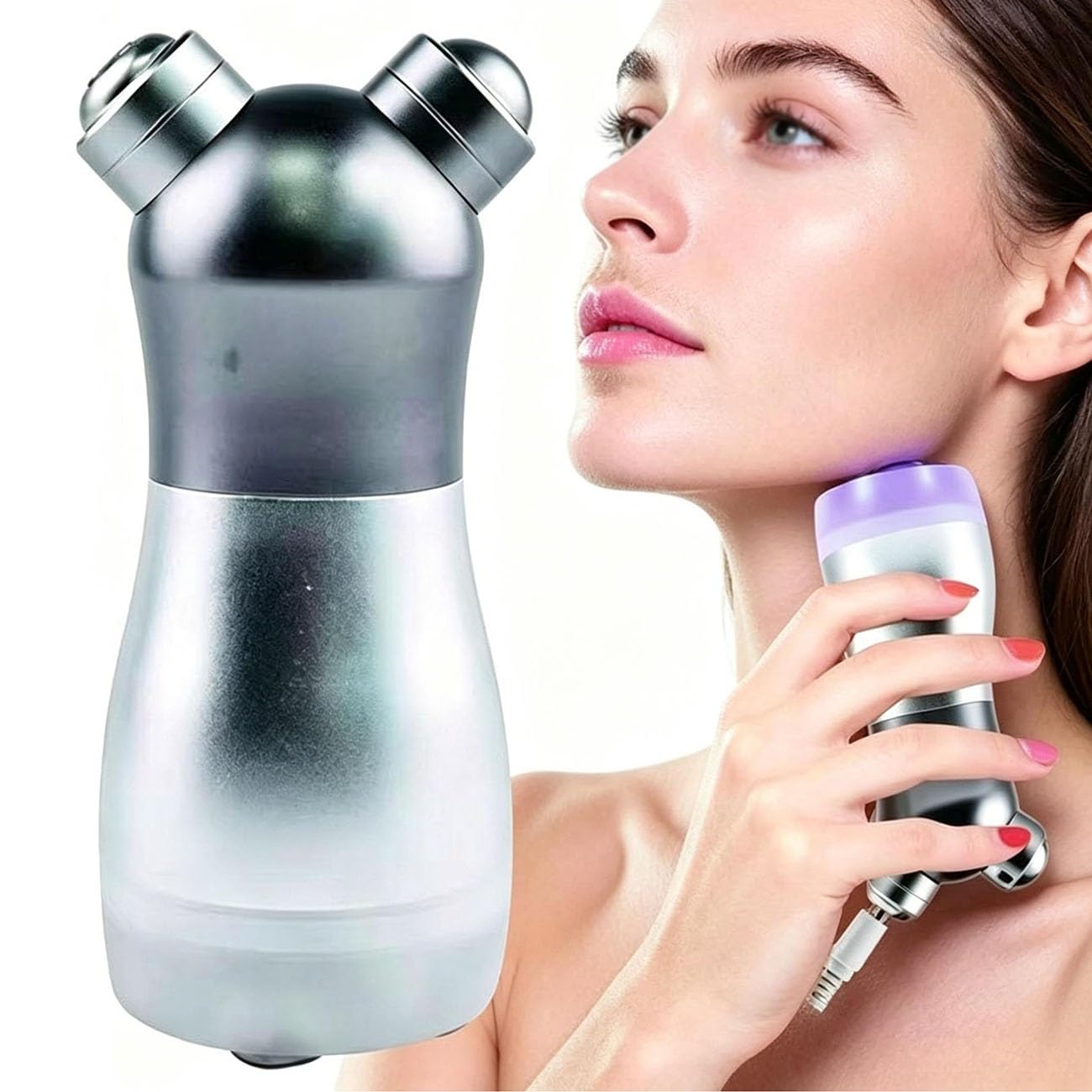 Mesoporador/Electroporador con Fototerapia Led, Rejuvenecedor Incluye Cable Eléctrico, Microcorriente Facial, Dispositivo De Belleza Y Cuidado De La Piel, Plata