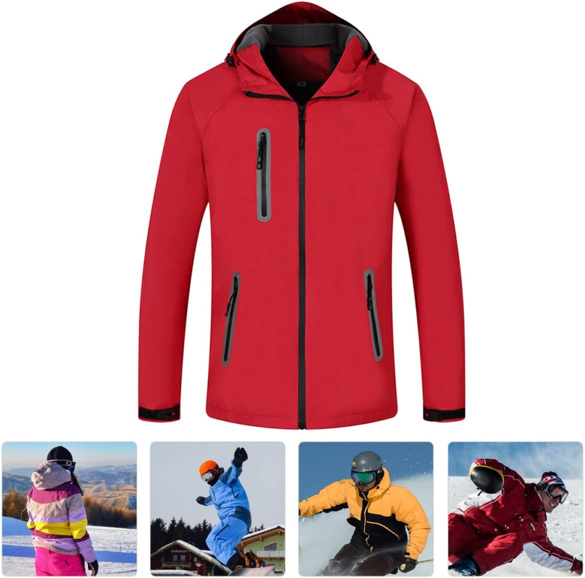 Mountaineering Jacket Hood Lightweight Insulated Outdoor Coat for Hiking and Skiing Windproof Fleece Lined Design