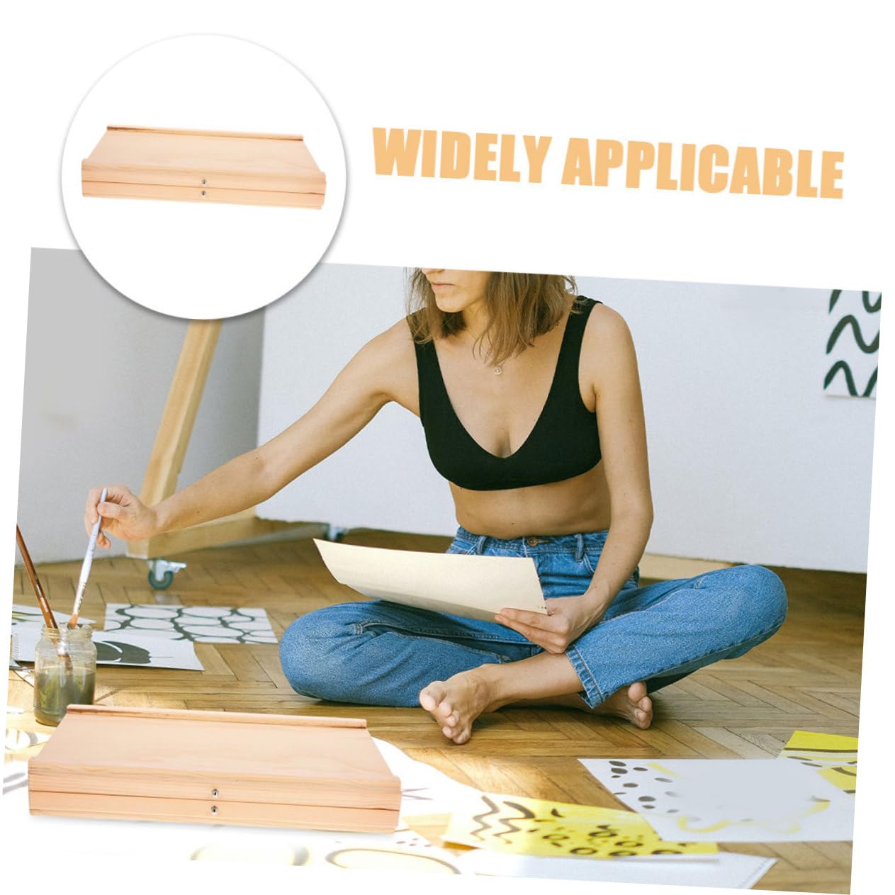 Boîte de Rangement pour Matériel D’art en Bois, Portable, à Tiroirs
